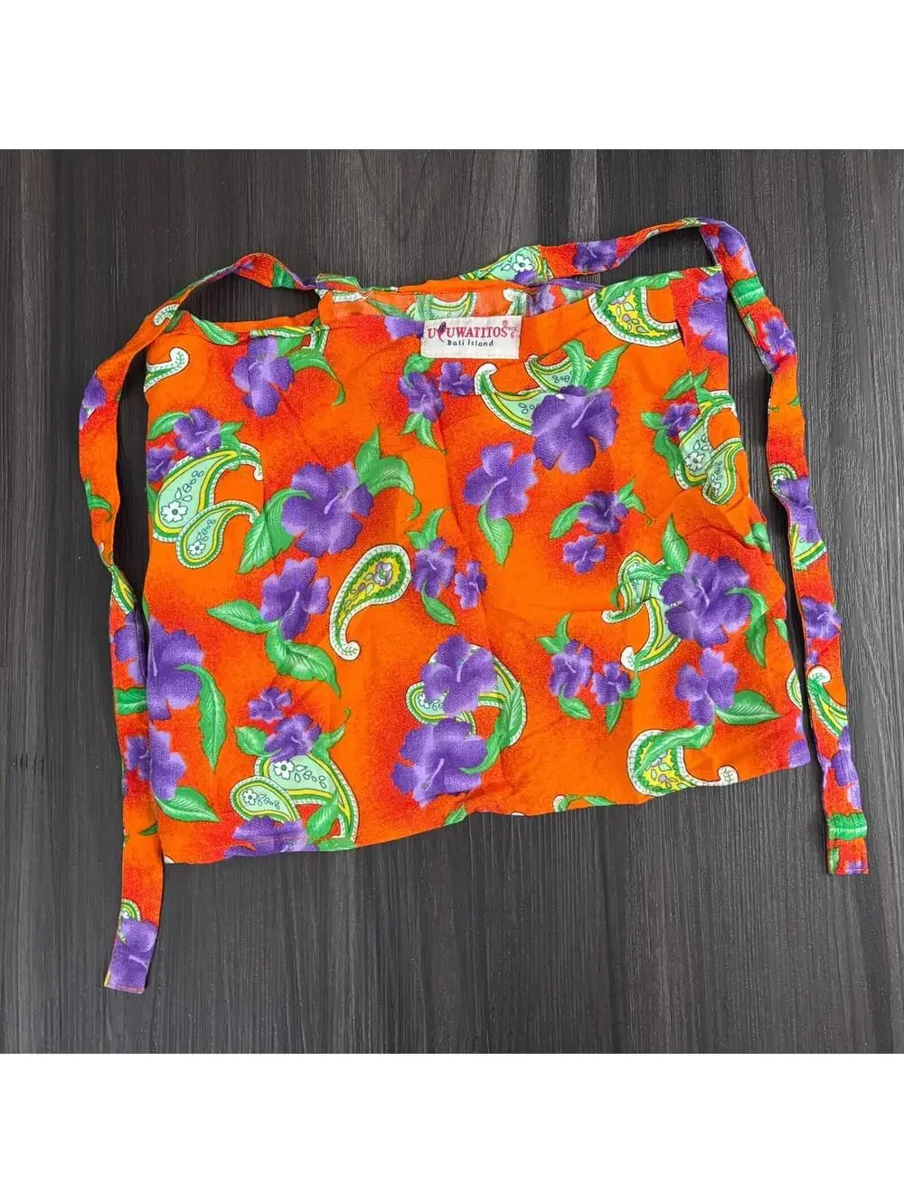 Tropical Floral Paisley Print Beach Cover Up Child Size 6 Orange Sarong